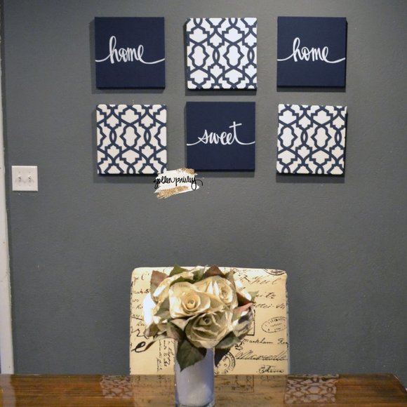New Navy Living Room Wall Art Set Wall Decor